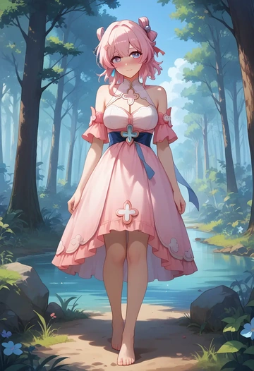 star rail,march 7th,silk slip dress  - AI generated anime art